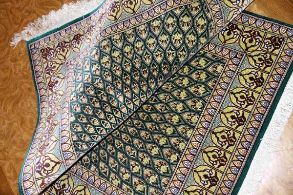 インテリアマットシルク、輸入玄関マットのシルククムペルシャ絨毯49053、サイズ:122x78cm