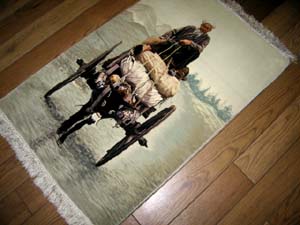 ピクチャー模様手織りペルシャ絨毯10445 , サイズ:90x60 CM