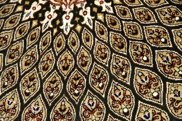 シックな玄関マット、オリエンタルラグマットペルシャ絨毯49031,クム、シルクサイズ:96x60 CM