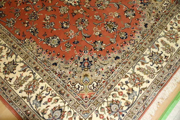 イラン輸入手織りペルシャ絨毯カシャン産地55371、サイズ:300x195cm(フサ含まず)