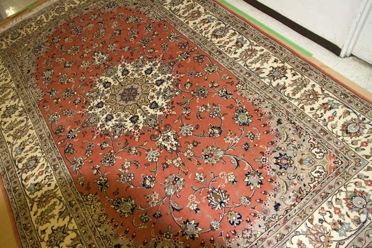 イラン輸入手織りペルシャ絨毯カシャン産地55371、サイズ:300x195cm(フサ含まず)