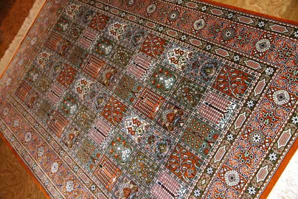 センターラグのペルシャ絨毯ヘシティー模様、イラン直輸入49079、サイズ:148x99cm(フサ含まず)