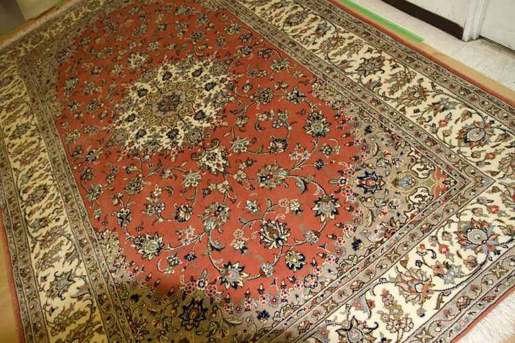 イラン輸入手織りペルシャ絨毯カシャン産地55371、サイズ:300x195cm(フサ含まず)