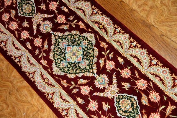 上がり框玄関マットのペルシャシルク絨毯48032、サイズ:120x43cm