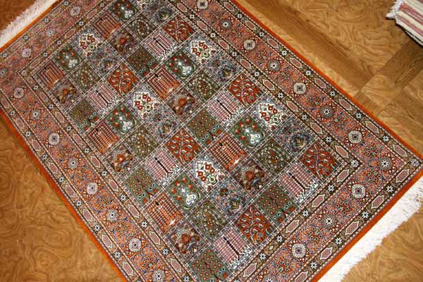 センターラグのペルシャ絨毯ヘシティー模様、イラン直輸入49079、サイズ:148x99cm(フサ含まず)