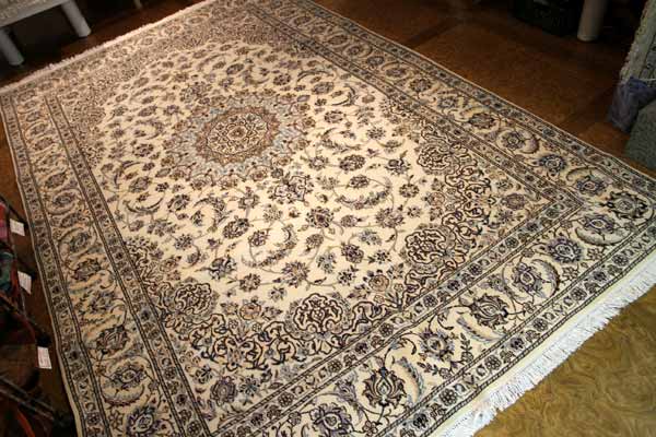 明るい絨毯ペルシャリビング手織りカーペット49147、サイズ:321x204cm(フサ含まず)