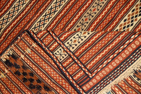 イラン直輸入カラートキリムのソファー前4438、サイズ:200x140 cm(フサ含まず)