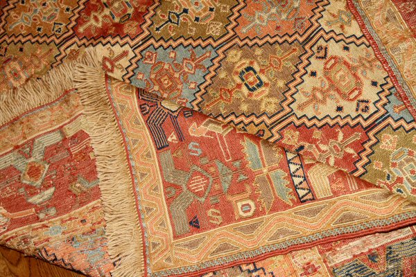 キリムセレクト、特別キリム、民族キリムの高級絨毯キリムラグ35875,サイズ:194x138cm(フサ含まず)