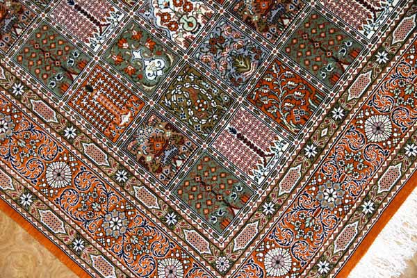 センターラグのペルシャ絨毯ヘシティー模様、イラン直輸入49079、サイズ:148x99cm(フサ含まず)
