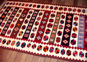 キリムカラフル高品質細かい織り方50000,サイズ:233x130cm(フサ含まず)