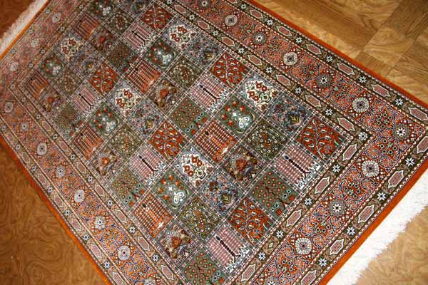 センターラグのペルシャ絨毯ヘシティー模様、イラン直輸入49079、サイズ:148x99cm(フサ含まず)