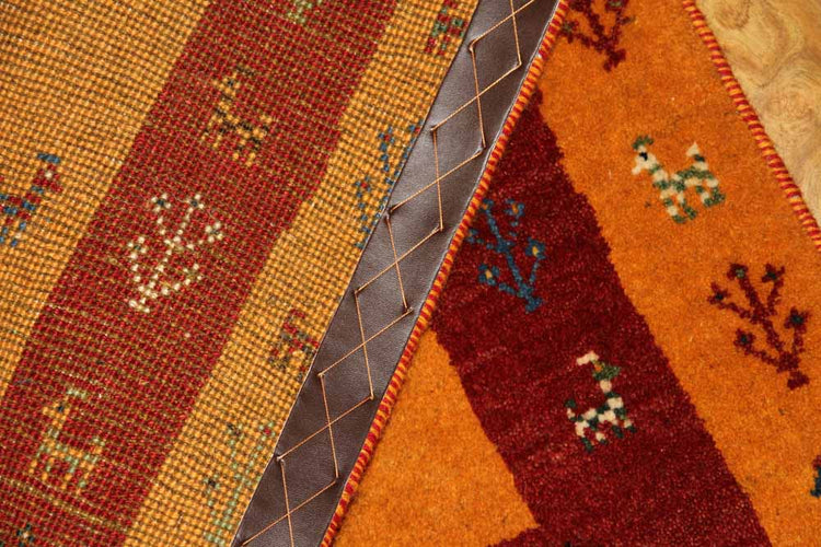 リズバフトギャッベ高品質コルデスタンギャッベマットイラン製26217、サイズ:88x64cm(フサ含まず、