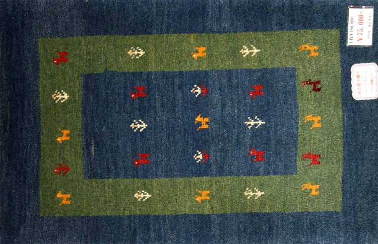 高級ギャッベの玄関マット、コルデスタン産ウール26222、サイズ:90x63cm(フサ含まず)