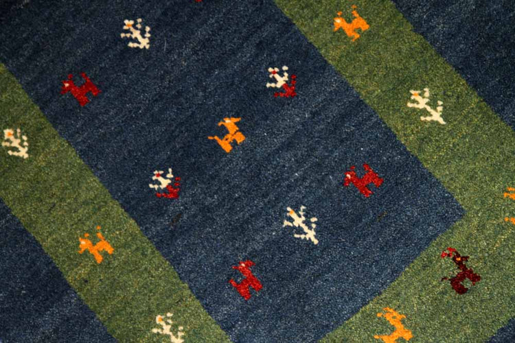 高級ギャッベの玄関マット、コルデスタン産ウール26222、サイズ:90x63cm(フサ含まず)
