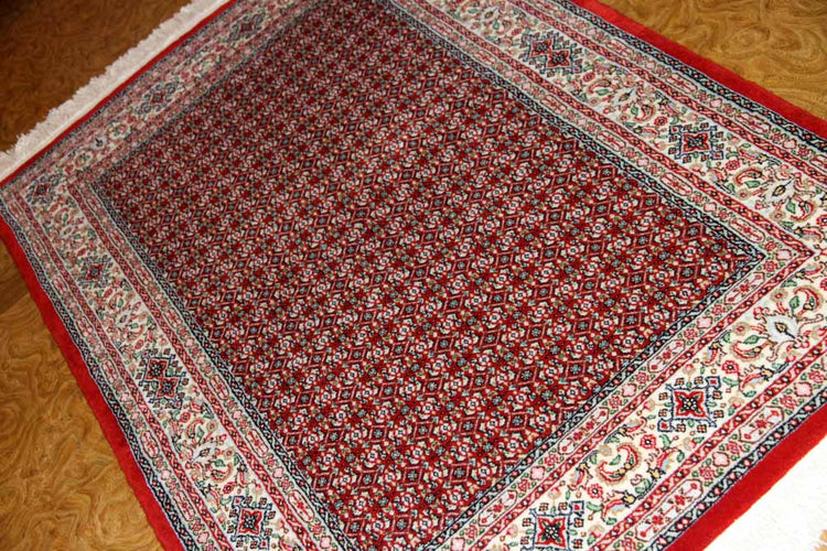 手織りペルシャ絨毯イラン製ムード産地センターラグサイズ188698、サイズ:145x100 CM (フサを含まず)