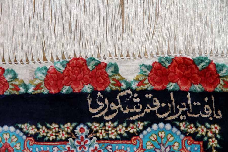鮮やかなブルー色の玄関マットシルクペルシャ56039、サイズ: 94x58 CM 、blue silk carpet