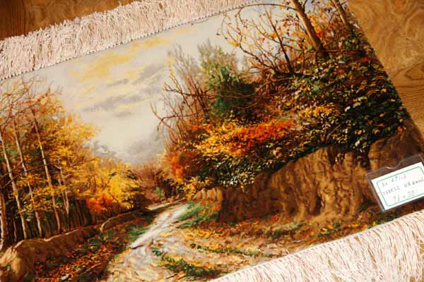 自然の風景ペルシャ絨毯タペストリー49116,サイズ:96x50cm(フサ含まず)