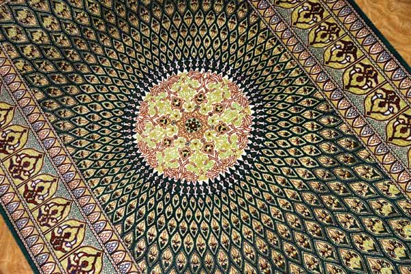インテリアマットシルク、輸入玄関マットのシルククムペルシャ絨毯49053、サイズ:122x78cm