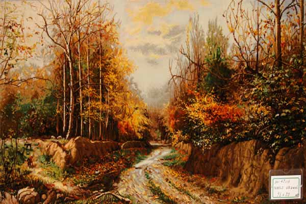 自然の風景ペルシャ絨毯タペストリー49116,サイズ:96x50cm(フサ含まず)