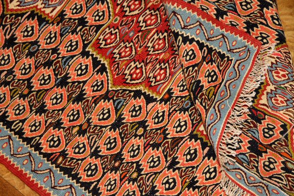 キリム玄関マットセネ産地イラン輸入46368、サイズ:100x77cm(フサ含まず)
