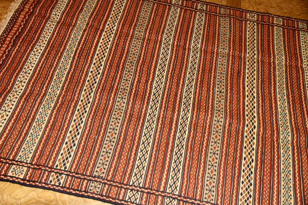 イラン直輸入カラートキリムのソファー前4438、サイズ:200x140 cm(フサ含まず)