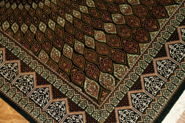 高級手織りペルシャ絨毯、センターラグシルクゴンバディー48080、サイズ:156x100cm(フサ含まず)