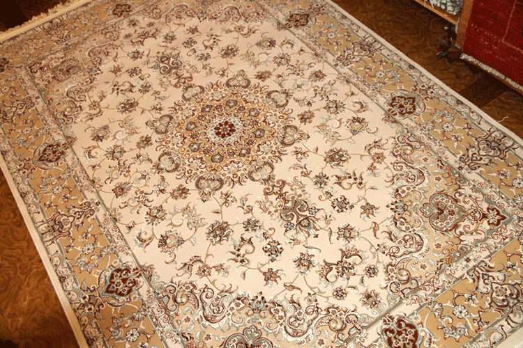 イラン輸入機械織りラグのペルシャ模様770017,サイズ:220x150 CM
