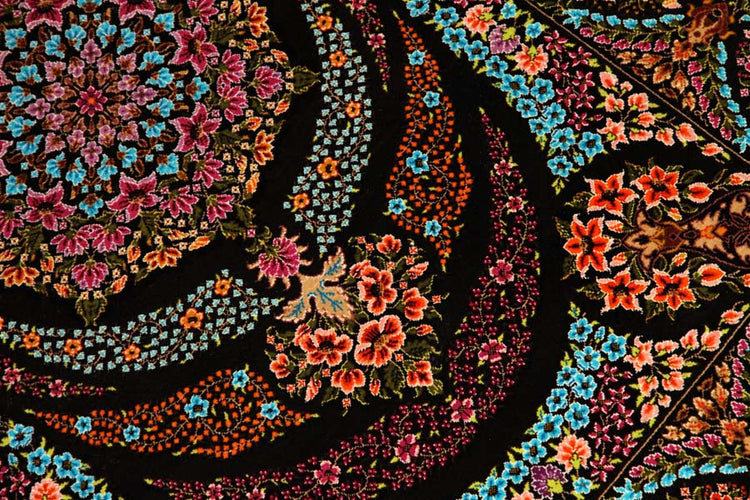迫力のあるシルクの玄関マット手織りペルシャ57010、persian carpet、サイズ:116x80 CM