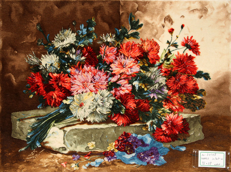 花絨毯ペルシャ絨毯フラワーデザイン50108、じゅうたんの花、花のジュウタン,サイズ:76x58 CM
