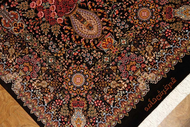 最高級シルク絨毯豪華な花入れ模様ペルシャ絨毯56059、サイズ:122x7、