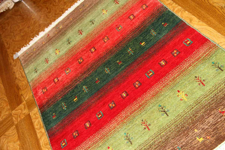 最高級イラン製ギャッベのアクセントラグメリノウール26353 , サイズ:120x83 CM