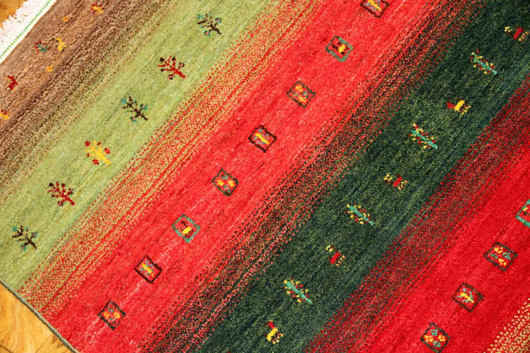 最高級イラン製ギャッベのアクセントラグメリノウール26353 , サイズ:120x83 CM