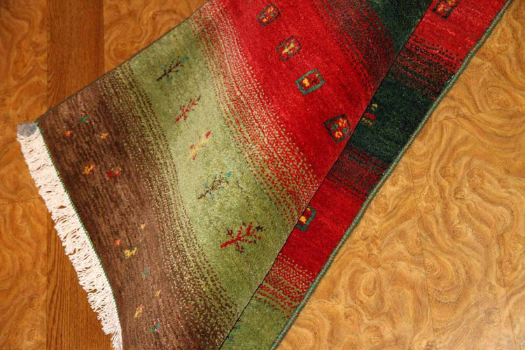 最高級イラン製ギャッベのアクセントラグメリノウール26353 , サイズ:120x83 CM