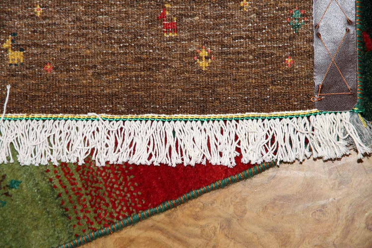 最高級イラン製ギャッベのアクセントラグメリノウール26353 , サイズ:120x83 CM