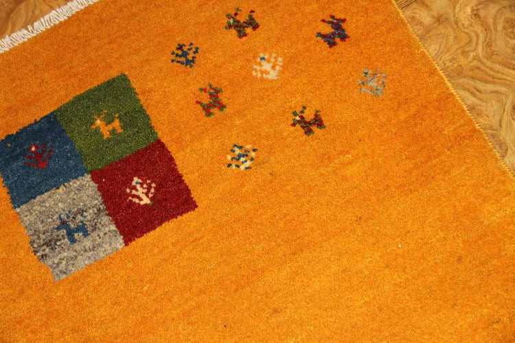 コルデスタンギャッベのリズバフト、高品質ギャッベ28127、素材:メリノウール&;羊毛 サイズ:87x60cm(フサ含まず)