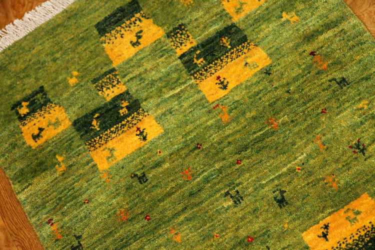高品質手織りペルシャギャッベコルデスタンギャッベイラン製58444、サイズ:88x61cm(フサ含まず)