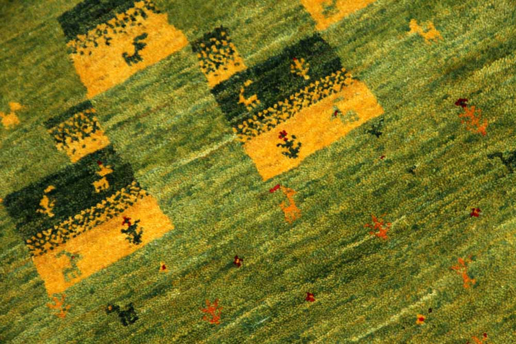 高品質手織りペルシャギャッベコルデスタンギャッベイラン製58444、サイズ:88x61cm(フサ含まず)