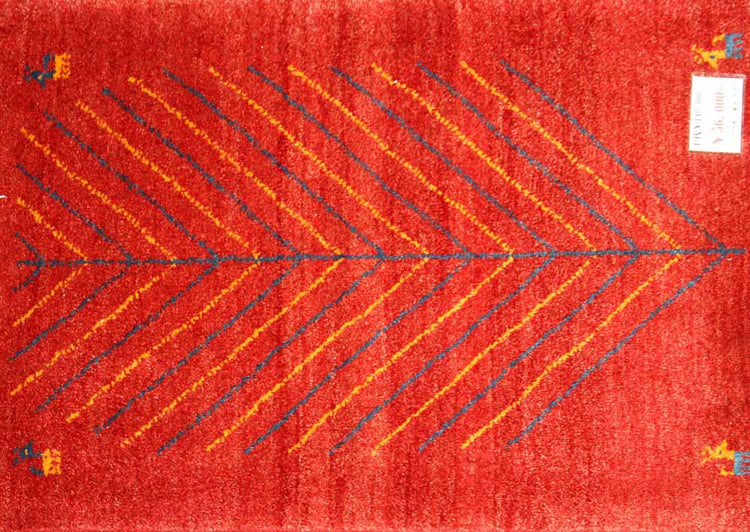 とても高品質のギャッベコルデスタンイラン製26302、サイズ:89x62cm(フサ含まず)