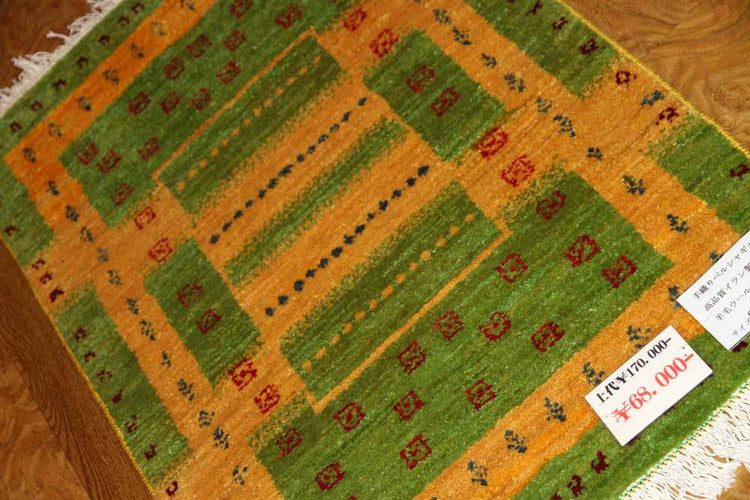 おしゃれでカラフルな色彩コルデスタン産地ギャッベ高品質58161、サイズ:85x55cm(フサ含まず)