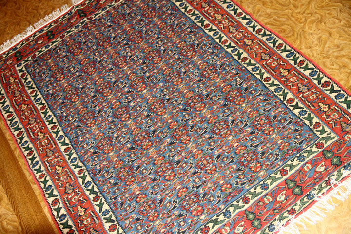 手織り高級キリムのセネ産地センターラグ124000,サイズ:155x117cm(フサ含まず)