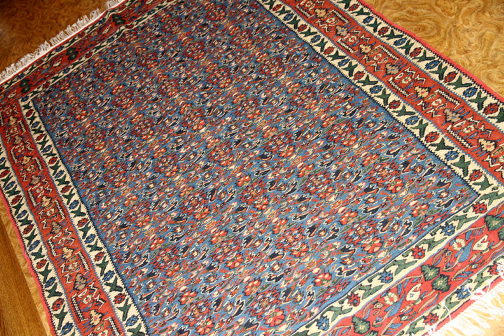 手織り高級キリムのセネ産地センターラグ124000,サイズ:155x117cm(フサ含まず)