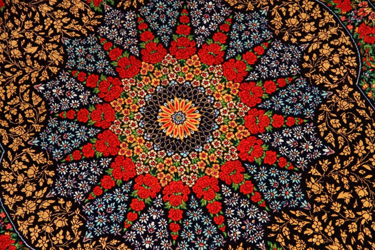 ペルシャ絨毯のクムシルクとても高品質マット57009,サイズ:122x76 CM