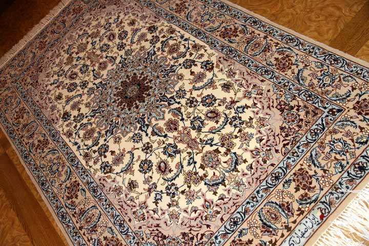 イスファハンセンターラグメダリオンペルシャ50136,ファイン絨毯、サイズ:182x112cm(フサ含まず)