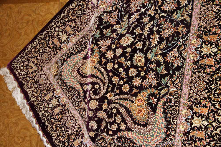 最高級ペルシャ絨毯シルク100%ラグサイズ60007、サイズ:192x134 cm(フサ含まず)