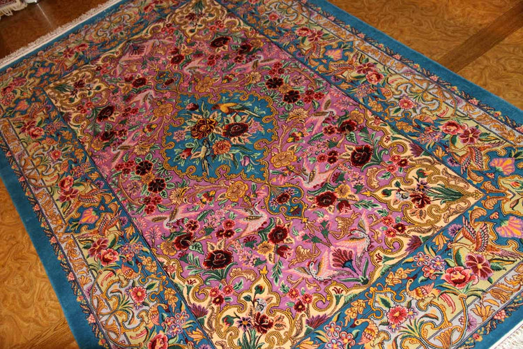 イスファハン産手織りペルシャ絨毯、高級ラグの直輸入311700、サイズ:236x155cm(フサ含まず)