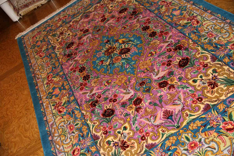 イスファハン産手織りペルシャ絨毯、高級ラグの直輸入311700、サイズ:236x155cm(フサ含まず)