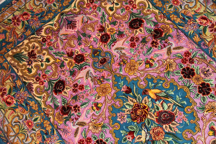 イスファハン産手織りペルシャ絨毯、高級ラグの直輸入311700、サイズ:236x155cm(フサ含まず)