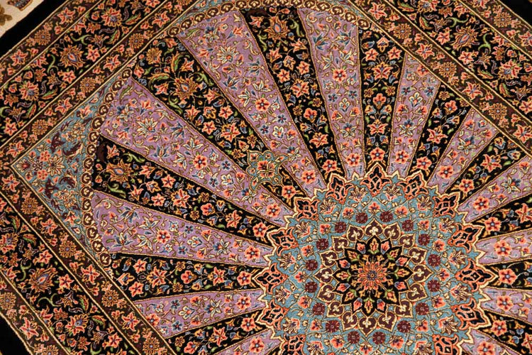 最高級有名工房のJEDDI玄関マットシルクペルシャ絨毯60062、サイズ:124x79 CM