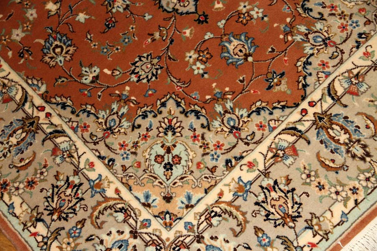 カシャーン産地の手織りペルシャ絨毯18946、サイズ:227x140cm(フサ含まず)