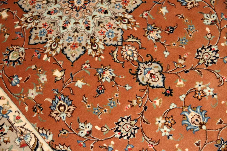 カシャーン産地の手織りペルシャ絨毯18946、サイズ:227x140cm(フサ含まず)